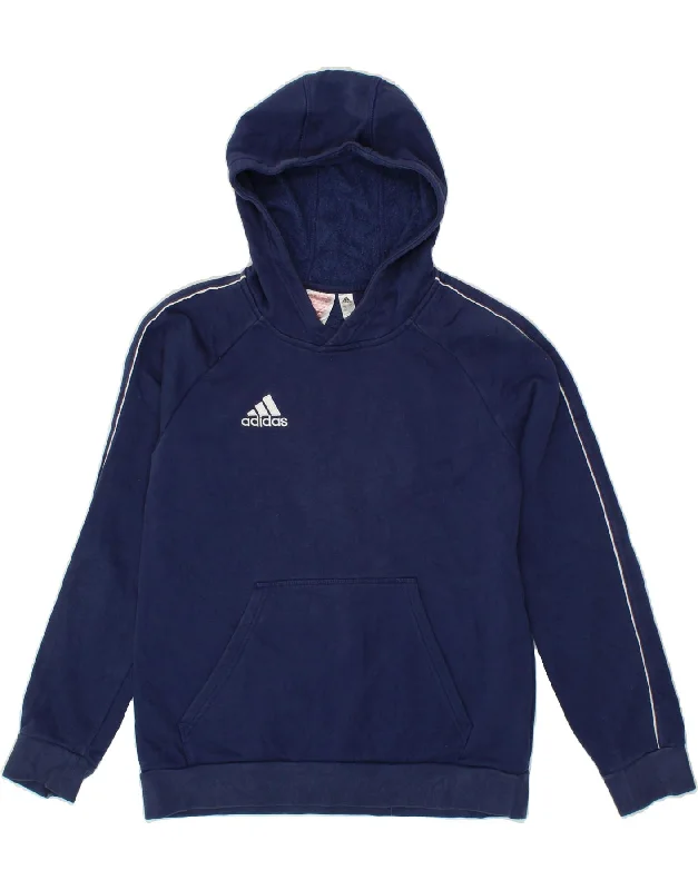 men's fashion hoodies for winter -ADIDAS Boys Hoodie Jumper 13-14 Years Navy Blue Cotton