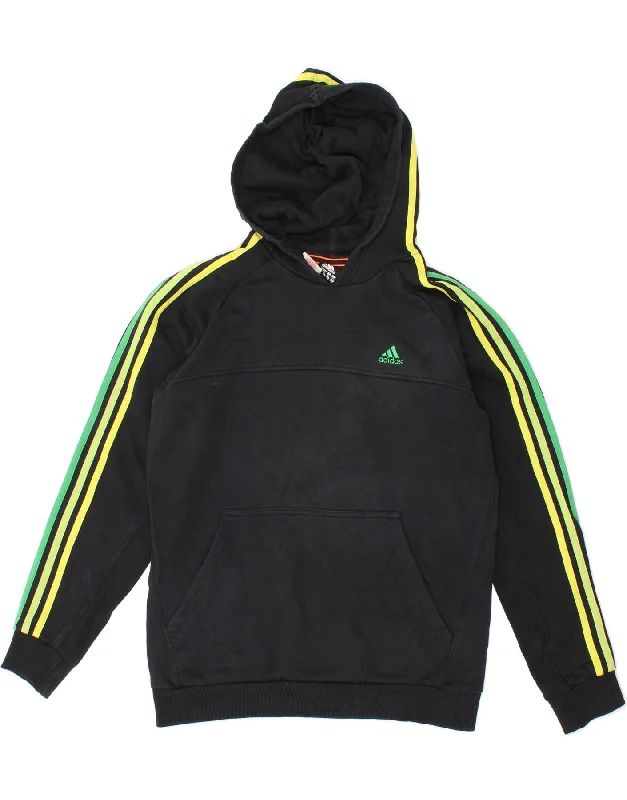 men's sweatshirts with designs -ADIDAS Boys Hoodie Jumper 15-16 Years Black Cotton