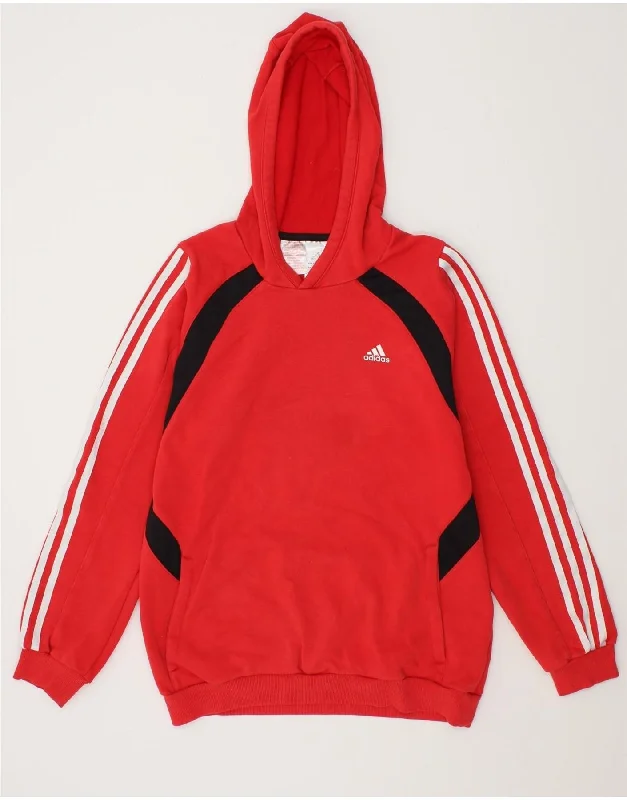 men's printed hoodies for winter -ADIDAS Boys Hoodie Jumper 15-16 Years Red Colourblock Cotton