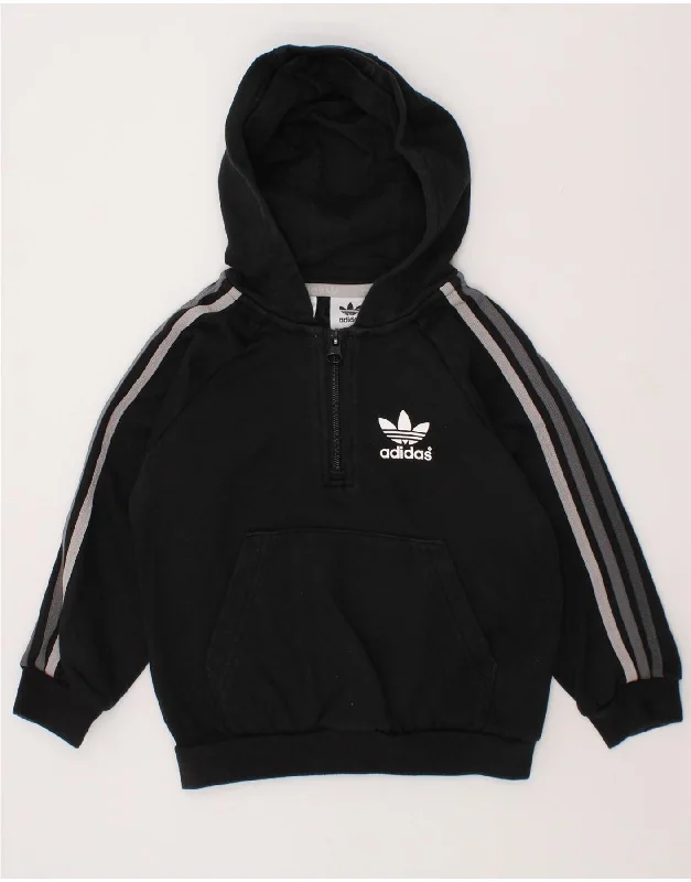 men's workout sweatshirts -ADIDAS Boys Hoodie Jumper 3-4 Years Black Cotton