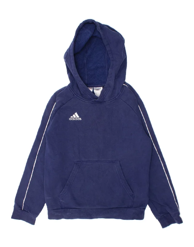 men's hoodie with unique prints -ADIDAS Boys Hoodie Jumper 9-10 Years Blue Cotton