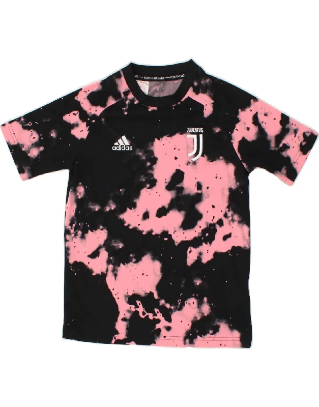 men's summer t-shirts -ADIDAS Boys Juventus T-Shirt Top 9-10 Years Small Pink Tie Dye Polyester