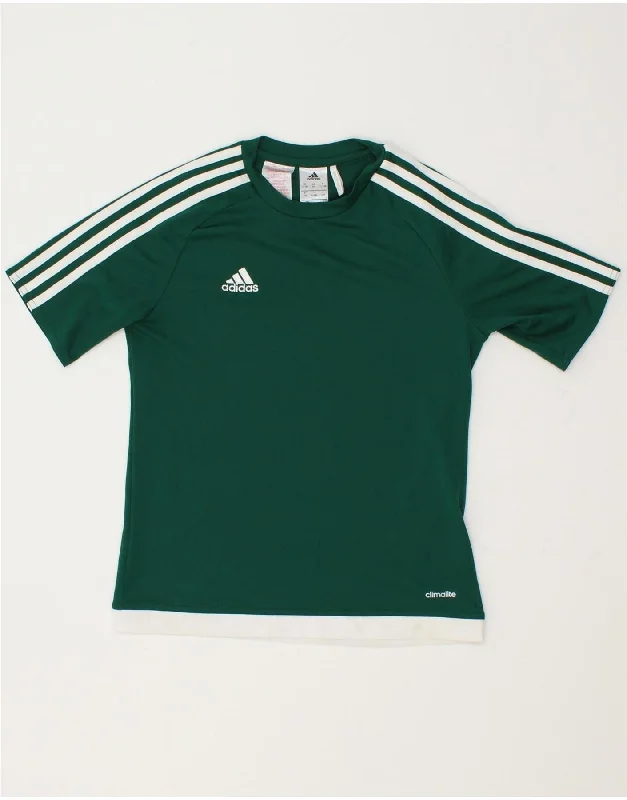 men's soft jersey t-shirts -ADIDAS Boys T-Shirt Top 11-12 Years Green Polyester