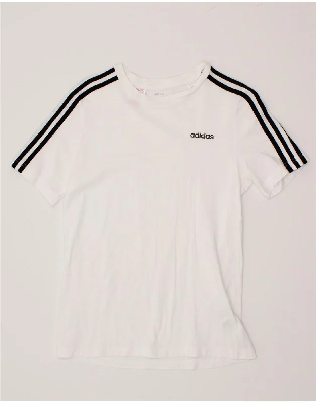 men's stylish printed tees -ADIDAS Boys T-Shirt Top 12-13 Years Large White Cotton