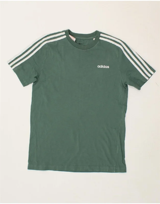 men's simple cotton t-shirts -ADIDAS Boys T-Shirt Top 13-14 Years Green