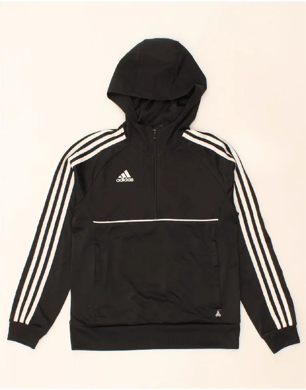 trendy hoodies for men -ADIDAS Boys Zip Neck Hoodie Jumper 11-12 Years  Black Polyester