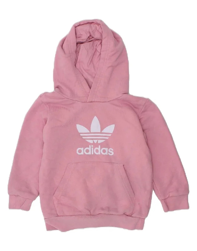 comfortable sweatshirts for everyday wear -ADIDAS Girls Graphic Hoodie Jumper 3-4 Years Pink Cotton