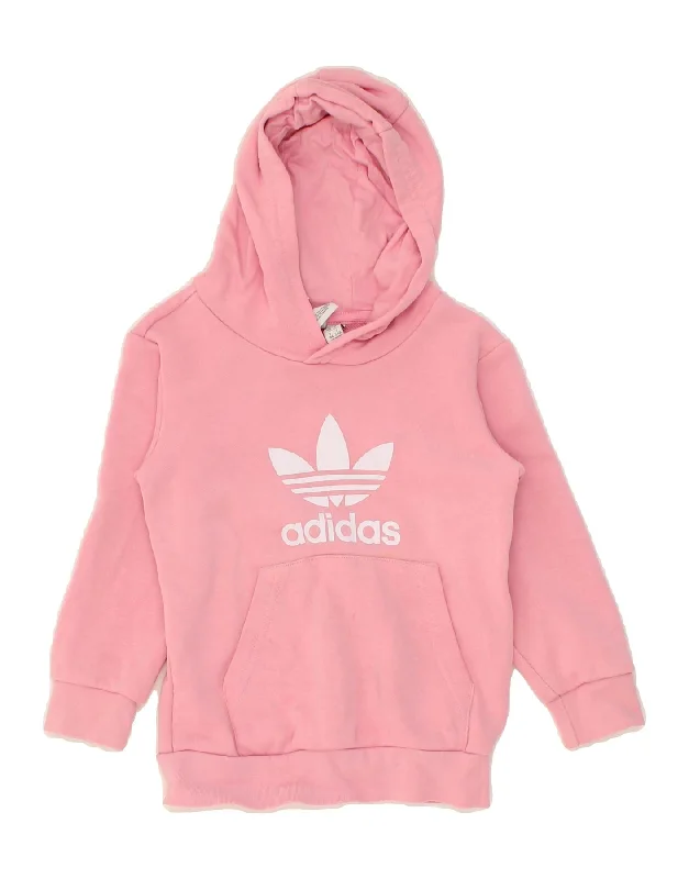 premium sweatshirts for men -ADIDAS Girls Graphic Hoodie Jumper 3-4 Years Pink