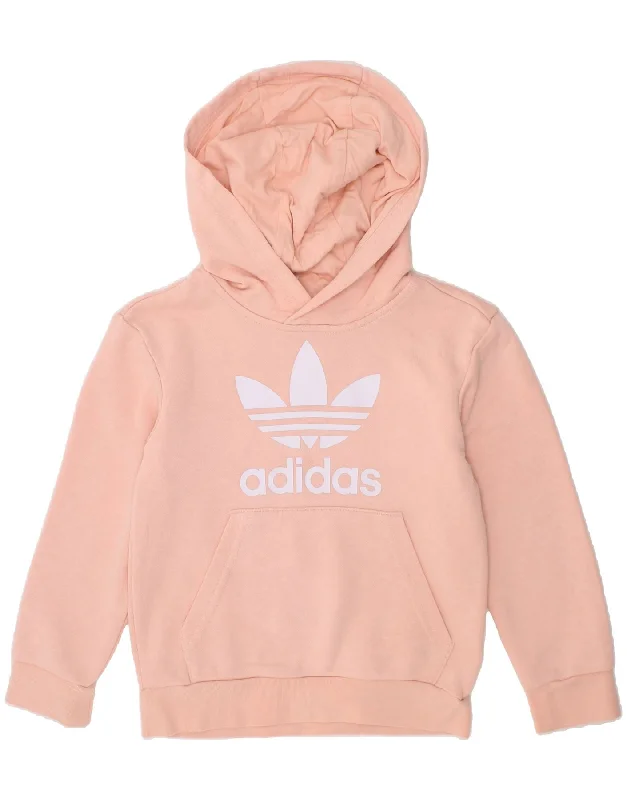 men's winter sweatshirts -ADIDAS Girls Graphic Hoodie Jumper 5-6 Years Pink Cotton