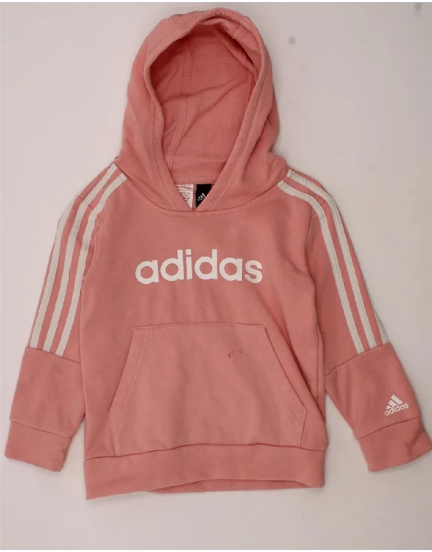 men's hoodie for warmth -ADIDAS Girls Graphic Hoodie Jumper 6-7 Years Pink Cotton