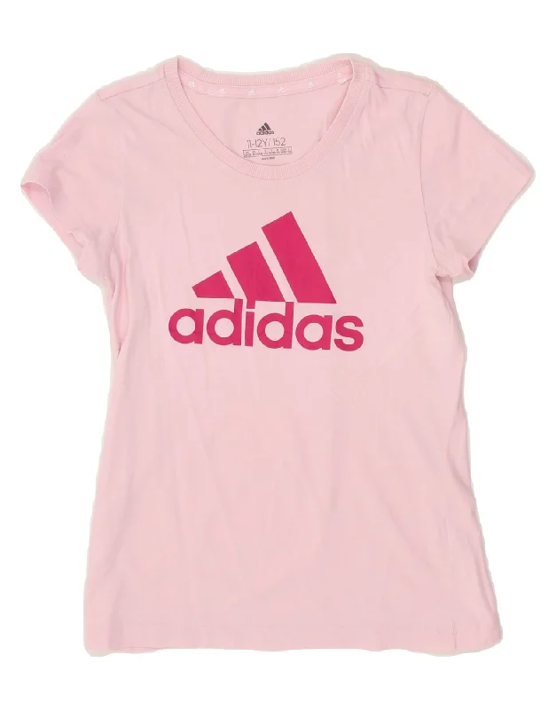 men's eco-friendly graphic t-shirts -ADIDAS Girls Graphic T-Shirt Top 11-12 Years Pink