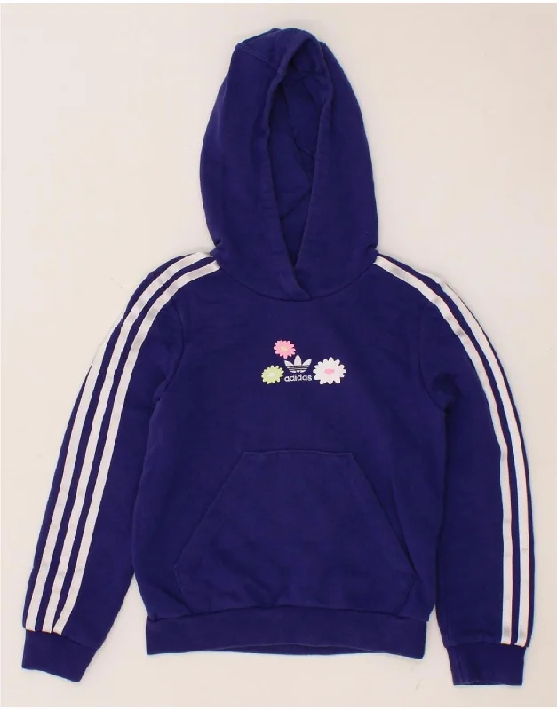 men's performance hoodies -ADIDAS Girls Hoodie Jumper 4-5 Years Blue Cotton