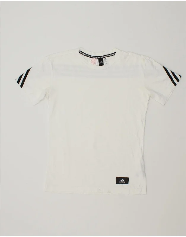 men's minimalistic t-shirts -ADIDAS Girls T-Shirt Top 11-12 Years White Cotton