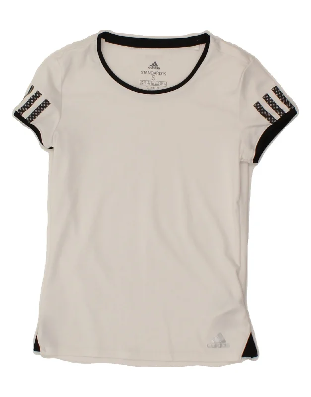 men's minimalist t-shirts -ADIDAS Girls T-Shirt Top 9-10 Years Small White Polyester