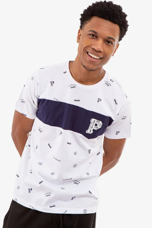 men's high-quality t-shirts -ALLOVER USPA PRINT T-SHIRT WITH CHEST POCKET