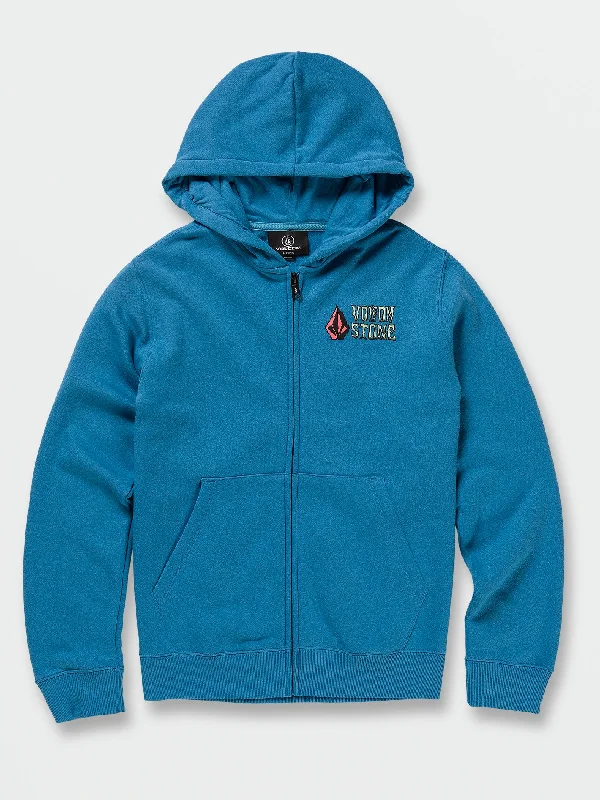 men's comfy oversized hoodies -Big Boys Bat Wheel Zip Hoodie - Blue Drift