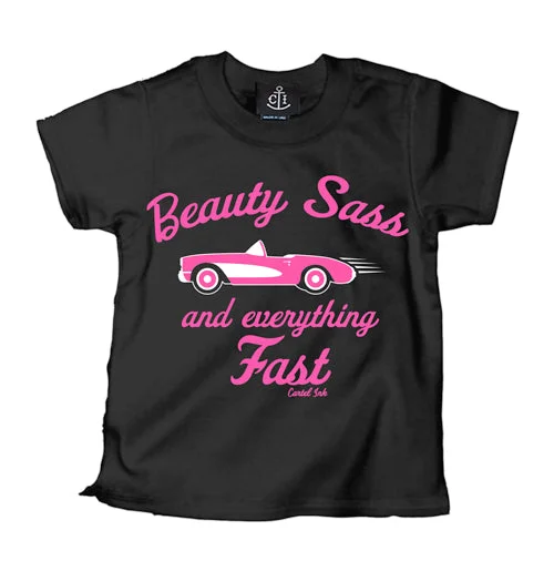 men's seasonal graphic t-shirts -Beauty Sass and Everything Fast Kid's T-Shirt