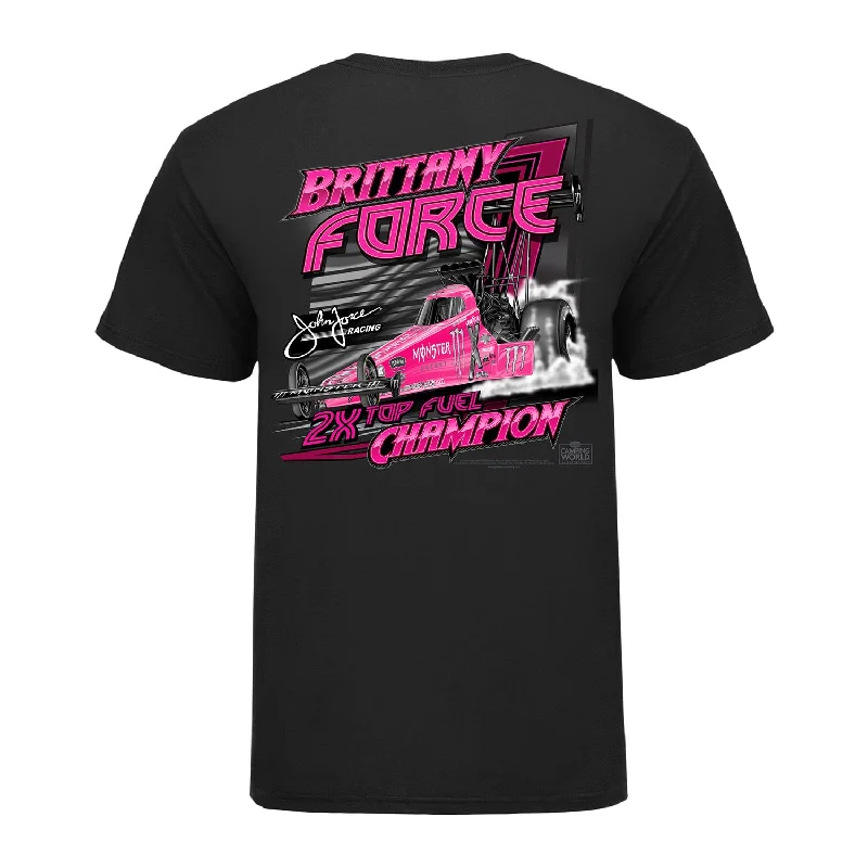 men's seasonal graphic t-shirts -Brittany Force Tonal Pink Dragster T-Shirt