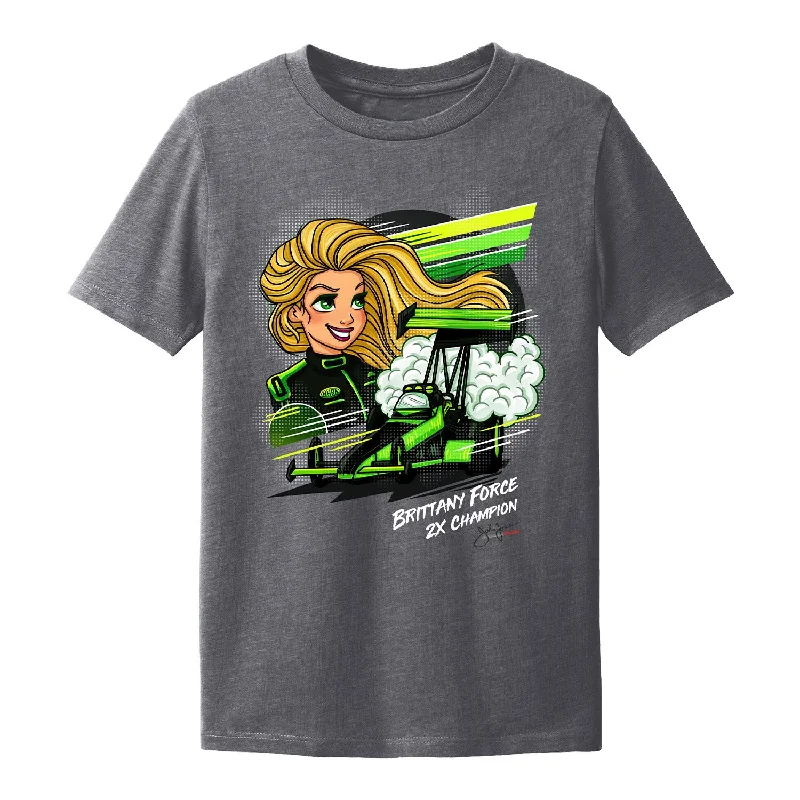 men's crewneck t-shirts -Youth Brittany Force Cartoon T-Shirt