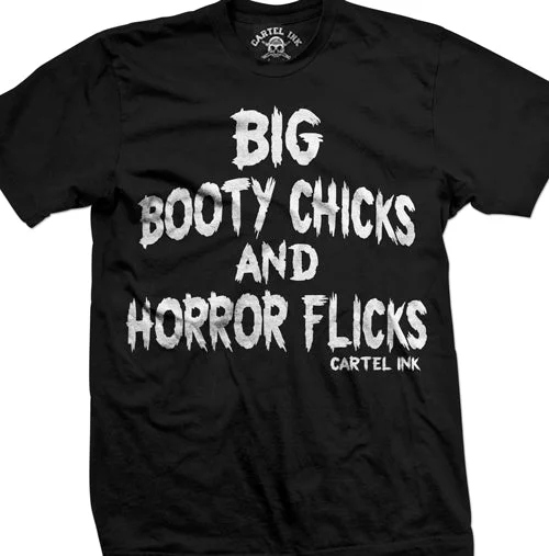 men's summer t-shirts -Big Booty Chicks and Horror Flicks Men's T-Shirt