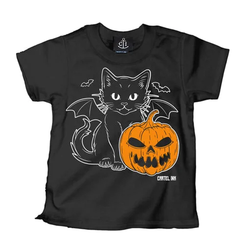 stylish short-sleeve t-shirts for men -Bat Cat Creepy Kid's T-Shirt