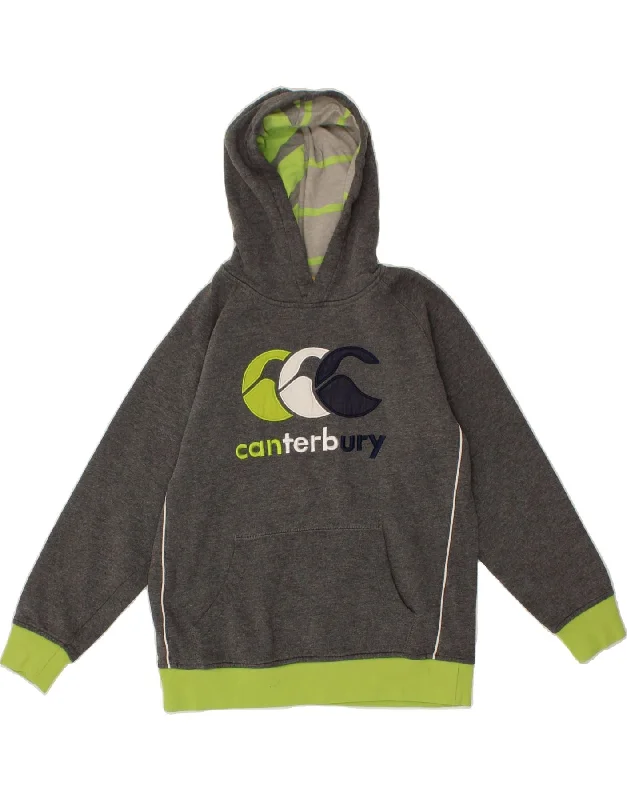 men's hoodie for casual outings -CANTERBURY Boys Graphic Hoodie Jumper 11-12 Years Grey Colourblock