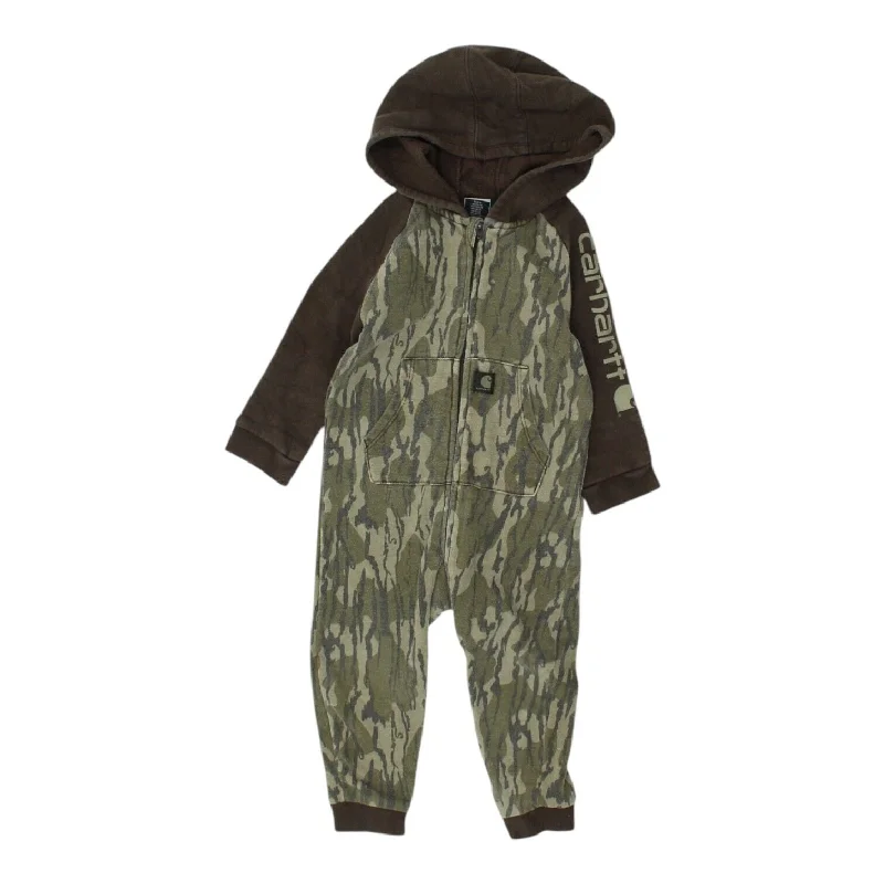 men's hoodie for gym -Carhartt Kids Green Camouflage 1 Piece Hoodie Suit | Boys Girls Outfit Set