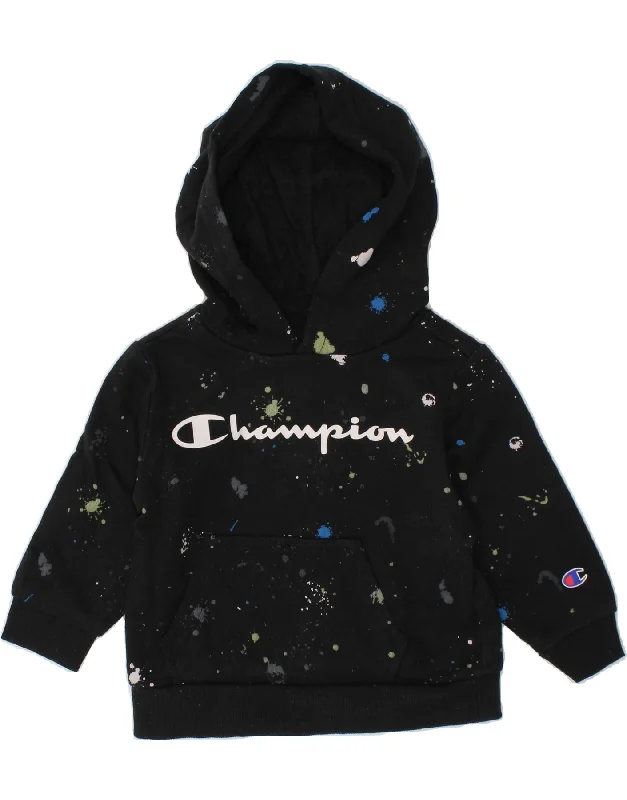 trendy hoodies for men -CHAMPION Baby Boys Graphic Hoodie Jumper 9-12 Months  Black Tie Dye Cotton