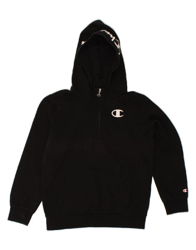 men's hoodies with logos -CHAMPION Boys Graphic Hoodie Jumper 11-12 Years Large Black