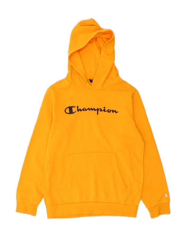 men's sporty hoodies -CHAMPION Boys Graphic Hoodie Jumper 13-14 Years XL Yellow