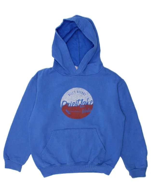 cotton hoodies for men -CHAMPION Boys Graphic Hoodie Jumper 7-8 Years Medium Blue Cotton