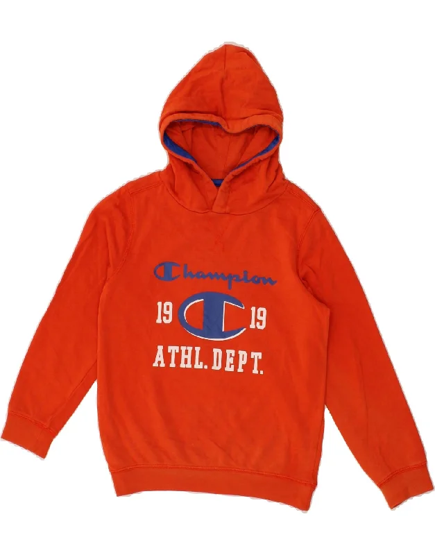 men's printed graphic hoodies -CHAMPION Boys Graphic Hoodie Jumper 7-8 Years Small Orange