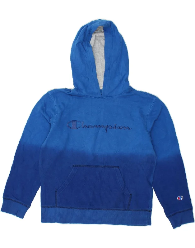 men's pullover sweatshirts -CHAMPION Boys Graphic Hoodie Jumper 9-10 Years Medium  Blue Tie Dye Cotton