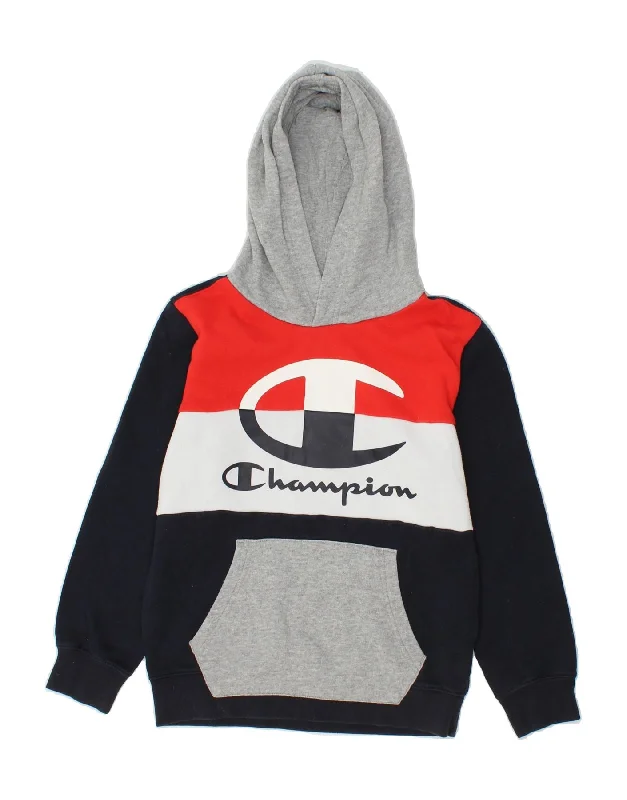 men's fleece sweatshirts -CHAMPION Boys Graphic Hoodie Jumper 9-10 Years Medium Multicoloured