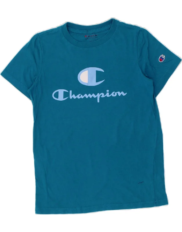 men's comfortable graphic t-shirts -CHAMPION Boys Graphic T-Shirt Top 11-12 Years Large Blue Cotton