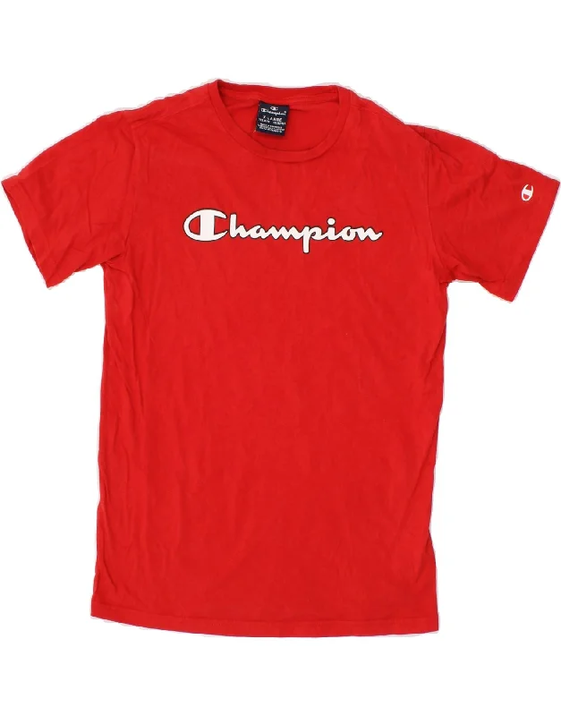 men's comfortable casual t-shirts -CHAMPION Boys Graphic T-Shirt Top 13-14 Years XL Red Cotton