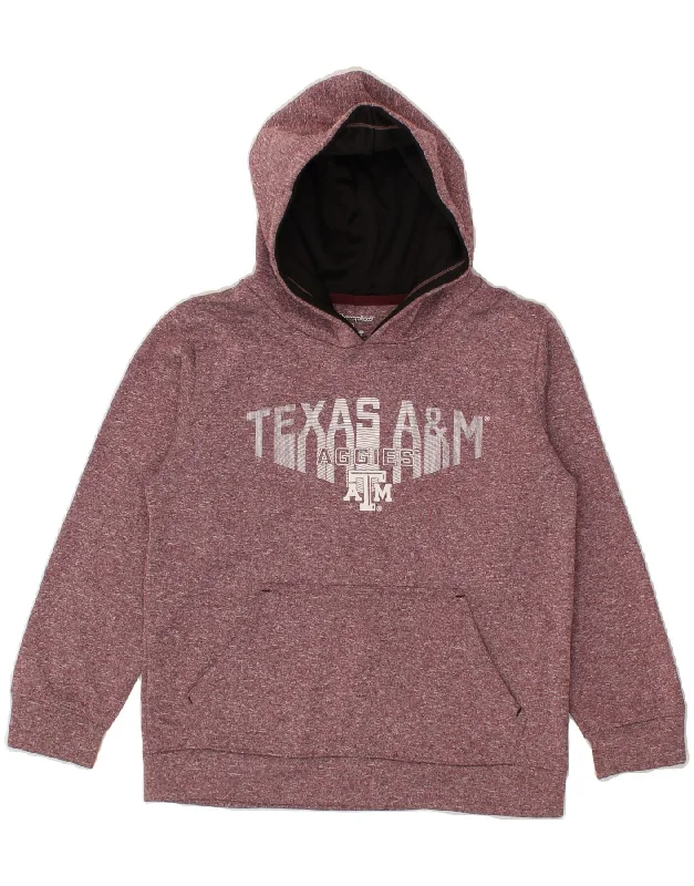 men's hoodie for gym workouts -CHAMPION Boys Texas Graphic Hoodie Jumper 9-10 Years Medium Burgundy