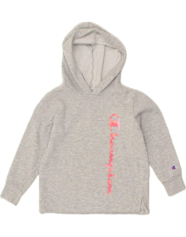 men's winter sweatshirts -CHAMPION Girls Graphic Hoodie Jumper 4-5 Years Grey Cotton