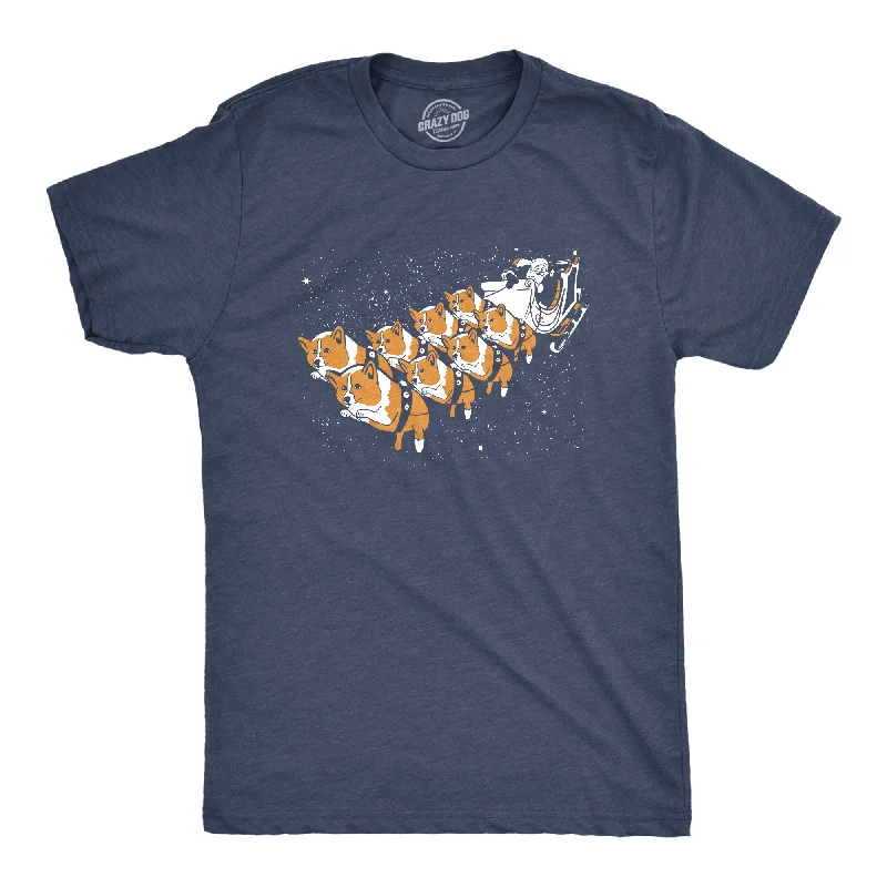 men's t-shirts for layering -Corgi Sleigh Men's T Shirt