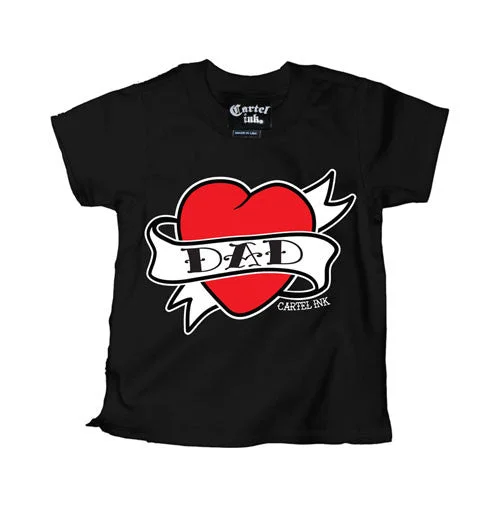 men's graphic vintage t-shirts -Dad Heart Tattoo Kid's T-Shirt