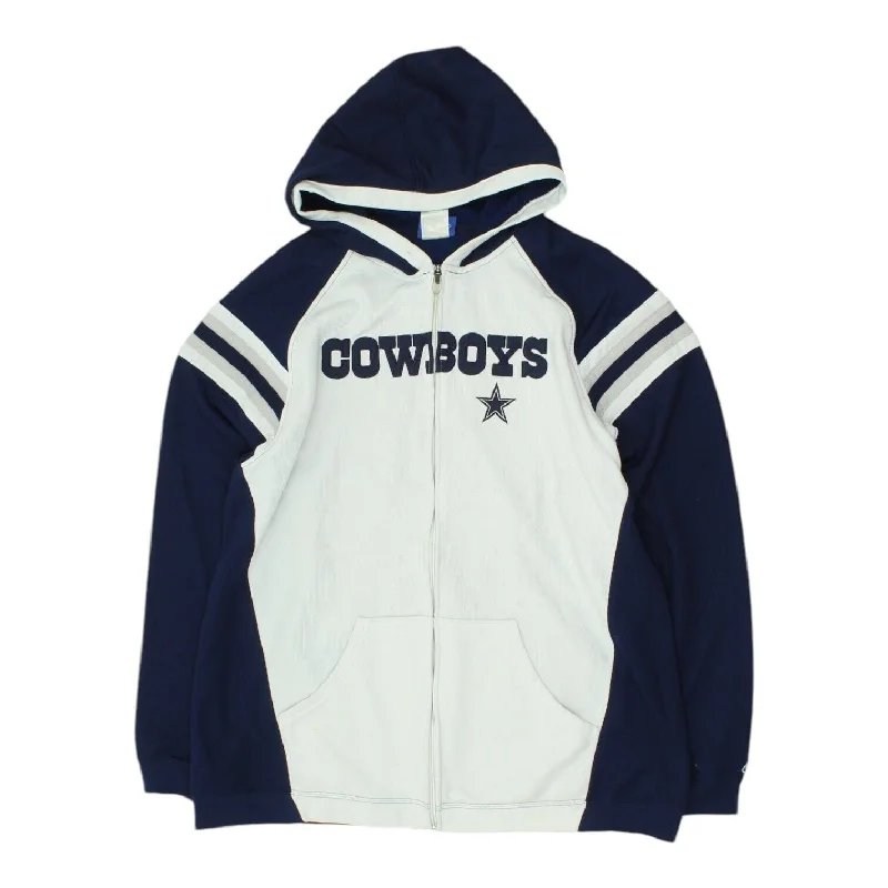 men's hoodie sweatshirt with graphics -Dallas Cowboys Mens White Reebok Full Zip Hoodie | Vintage NFL Tracksuit Top VTG