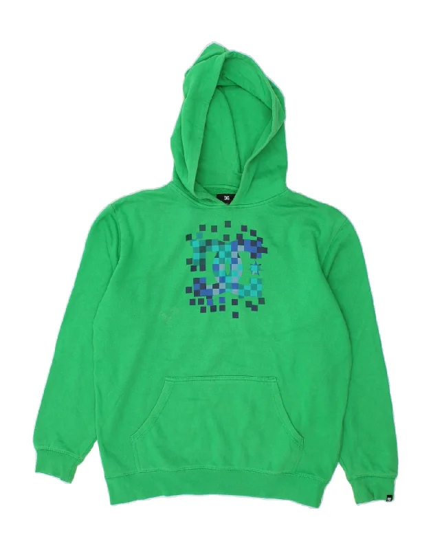 men's zip-up hoodies -DC Boys Graphic Hoodie Jumper 13-14 Years Green Cotton