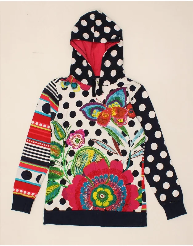 men's athletic fit hoodies -DESIGUAL Girls Graphic Hoodie Jumper 11-12 Years Multicoloured Polka Dot