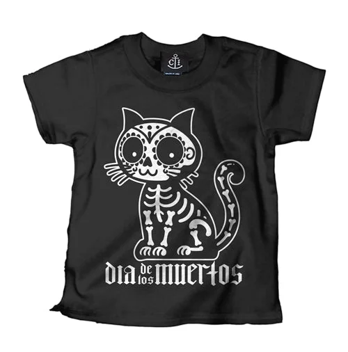 men's colorful t-shirts -Dia De Los Muertos Kitty Kid's T-Shirt