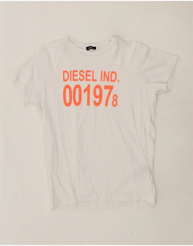 performance t-shirts for men -DIESEL Girls Graphic T-Shirt Top 15-16 Years White Cotton