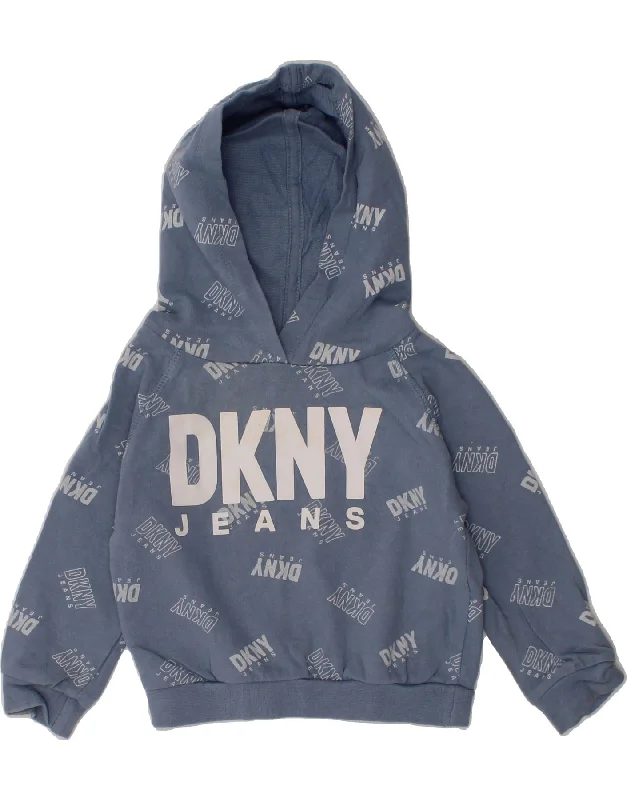 men's basic sweatshirts -DKNY Baby Boys Graphic Hoodie Jumper 9-12 Months Blue Cotton