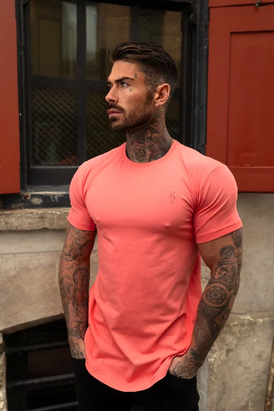 men's graphic t-shirts -Father Sons Classic Coral Tonal Curved Hem Crew T Shirt - FSH991