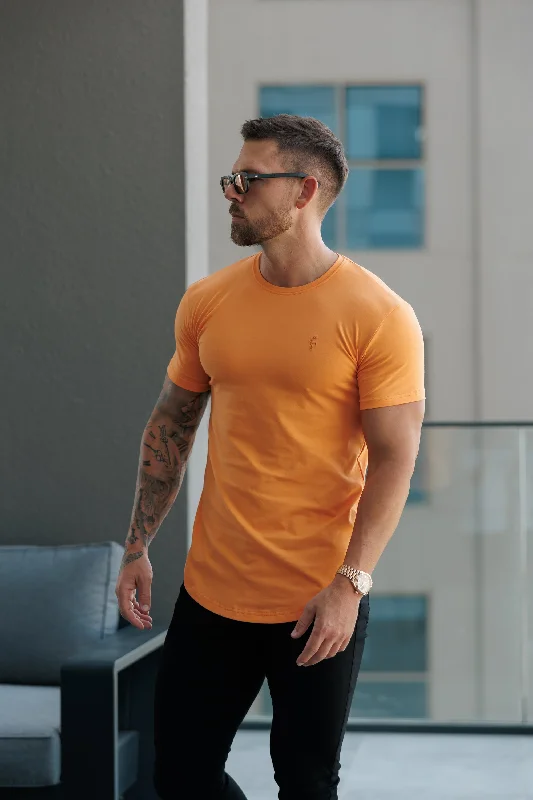 men's t-shirts for daily wear -Father Sons Classic Orange Tonal Curved Hem Crew T Shirt - FSH1152