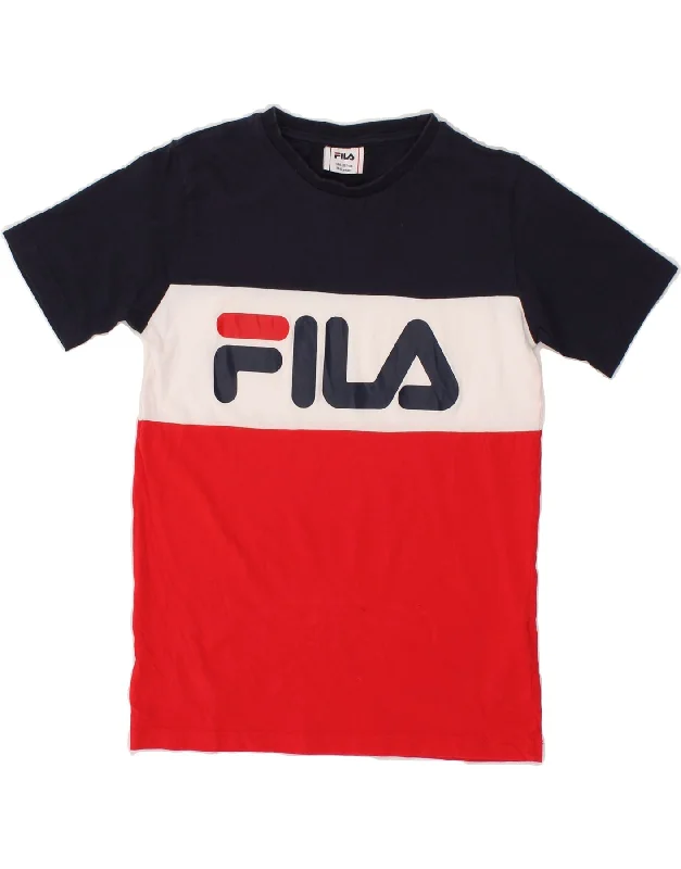 men's colorful graphic t-shirts -FILA Boys Graphic T-Shirt Top 11-12 Years Multicoloured Colourblock Cotton