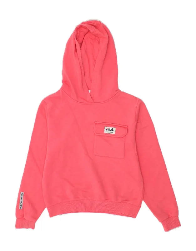 men's sporty sweatshirts -FILA Girls Hoodie Jumper 11-12 Years Pink Cotton